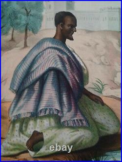 Rarissime Esquises Sénégalaises gravure couleur originale Marabout 1853 Boilat