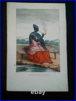 Rarissime Esquises Sénégalaises gravure couleur originale Reine 1853 Abbé Boilat