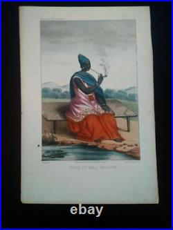 Rarissime Esquises Sénégalaises gravure couleur originale Reine 1853 Abbé Boilat