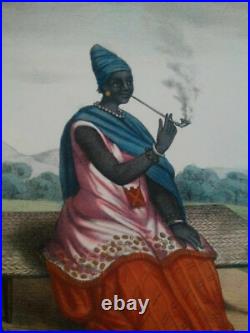 Rarissime Esquises Sénégalaises gravure couleur originale Reine 1853 Abbé Boilat