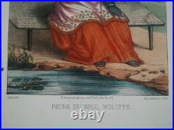 Rarissime Esquises Sénégalaises gravure couleur originale Reine 1853 Abbé Boilat