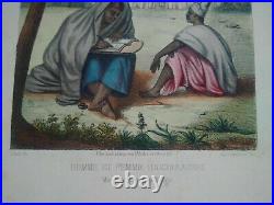 Rarissime Esquises Sénégalaises gravure couleur originale couple1853 Boilat