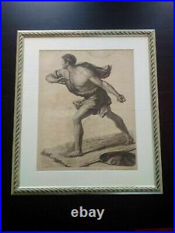 Rarissime grand format gravure à l'antique XIXème Pyrrhus sauvé d'après Poussin