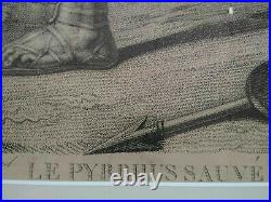 Rarissime grand format gravure à l'antique XIXème Pyrrhus sauvé d'après Poussin