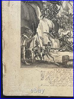 Rarissime gravure ancienne signée Jacques Callot Tentation de Saint Antoine