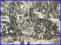 Rarissime gravure ancienne signée Jacques Callot Tentation de Saint Antoine