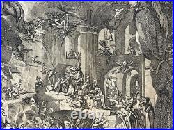 Rarissime gravure ancienne signée Jacques Callot Tentation de Saint Antoine