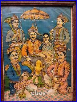 Ravi Varma Imprimé Vintage Litho Pandav Sabha Malavi Press Mahabharata Oleograph