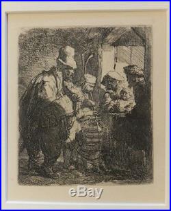 Rembrandt Les Musiciens Ambulants 1635 Eau-forte originale Tirage Beaumont 1906