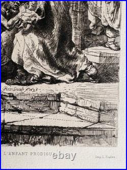 Rembrandt gravure le retour (du fils) de L'enfant prodigue 1636