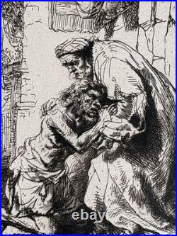 Rembrandt gravure le retour (du fils) de L'enfant prodigue 1636