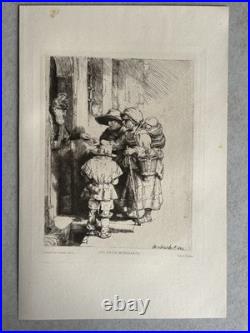 Rembrandt gravure les Trois Mendiants Beggars Receiving Alms 1648