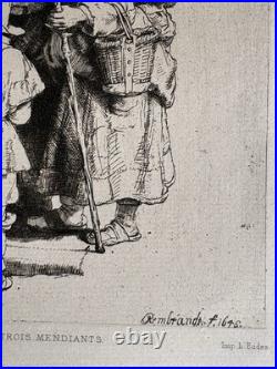 Rembrandt gravure les Trois Mendiants Beggars Receiving Alms 1648