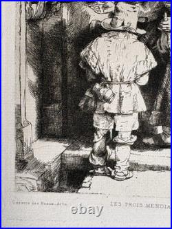 Rembrandt gravure les Trois Mendiants Beggars Receiving Alms 1648