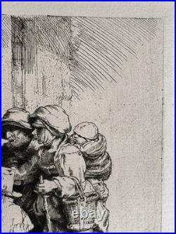 Rembrandt gravure les Trois Mendiants Beggars Receiving Alms 1648