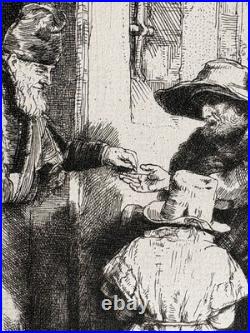 Rembrandt gravure les Trois Mendiants Beggars Receiving Alms 1648
