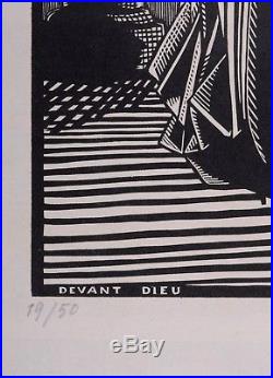 René Quillivic Devant Dieu Gravure sur Bois originale numérotée et signée 1919