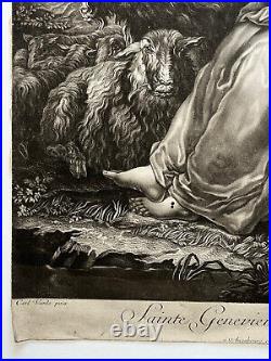 SAINTE GENEVIEVE Patrone Paris GRAVURE Carle Van Loo HAID Augsbourg XVIII°