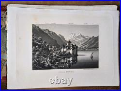 SOUVENIR DE LA SUISSE Zurich Rudolf Dikenmann 50 aquatinte edition orignale 1850
