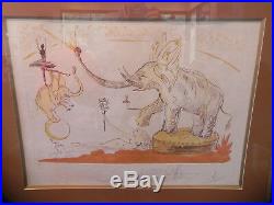 Salvador DALI 1965 Cirque elephants lithographie originale signée crayon cadre