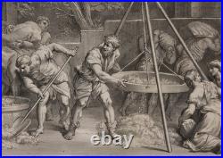 Scène Agricole De Blé. Gravure Sur Cuivre De François Poilly 1728