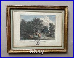 Scènes galantes, paire de gravures par Clementi, cadres d'époque, XVIIIe
