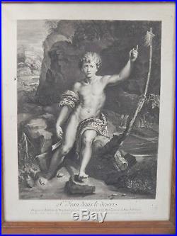 St jean dans le desert gravé par CHEREAU d' après RAPHAEL grande gravure XVIIIe