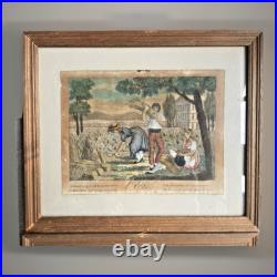 Suite de 3 Gravures Aquarellées XVIIIè LE PRINTEMPS L'ÉTÉ L'AUTOMNE