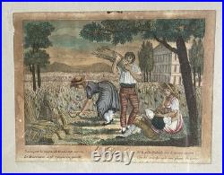 Suite de 3 Gravures Aquarellées XVIIIè LE PRINTEMPS L'ÉTÉ L'AUTOMNE
