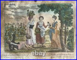 Suite de 3 Gravures Aquarellées XVIIIè LE PRINTEMPS L'ÉTÉ L'AUTOMNE