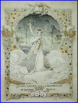 Superb Estampe Affichette Époq Art Nouveau Soirée Paris 1906, Noel Bouton, Stern