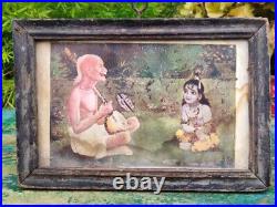 Surdas Mahakavi Vatsalya & Lord Krishna Miniature Verre Encadré Mural Décor