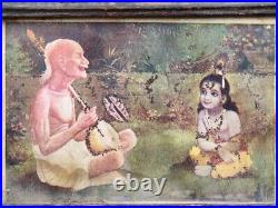 Surdas Mahakavi Vatsalya & Lord Krishna Miniature Verre Encadré Mural Décor