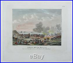 Swebach -berthault /incendie Du Cap Français 1793 Haïti /gravure Aquarellée 1802