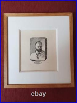 TOPOR Portrait de Pierre Alechinsky sur une pierre lithographique, Signé Et