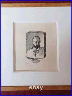 TOPOR Portrait de Pierre Alechinsky sur une pierre lithographique, Signé Et