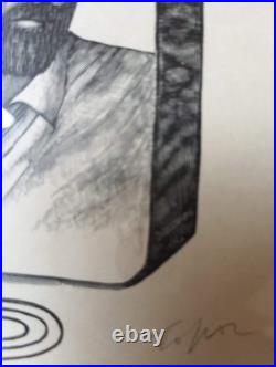 TOPOR Portrait de Pierre Alechinsky sur une pierre lithographique, Signé Et