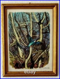 Tableau Robert Hainard 1906-99 Martin Pêcheur 1958 Reproduction Lithographique