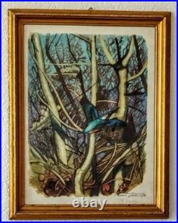 Tableau Robert Hainard 1906-99 Martin Pêcheur 1958 Reproduction Lithographique