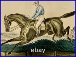 Tableau ancien XIX gravure Albert ADAM Steeple-Chase chevaux hippisme courses Tableau ancien XIX gravure Albert ADAM Steeple-Chase chevaux hippisme courses