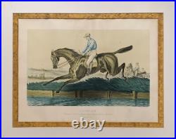 Tableau ancien XIX gravure Albert ADAM Steeple-Chase chevaux hippisme courses Tableau ancien XIX gravure Albert ADAM Steeple-Chase chevaux hippisme courses