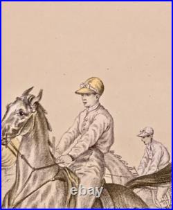 Tableau ancien XIX gravure Albert ADAM Steeple-Chase chevaux hippisme courses Tableau ancien XIX gravure Albert ADAM Steeple-Chase chevaux hippisme courses