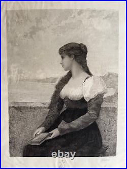 The End of the Story EMILY HART Gravure VICTOR LOUIS FOCILLON 65x48cm 1891
