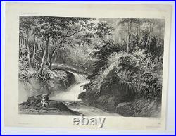 Torrent Pulo Penang LITHOGRAPHIE Joly LAUVERGNE Voyage Bonite MALAISIE XIX°