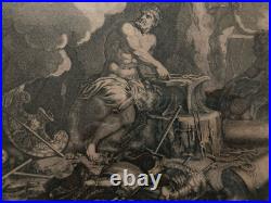 Très Belle Gravure Après Charles Lebrun Scène Lithologie Forgeron Forge XVIIIe