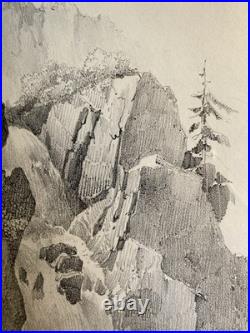 Très Belle Gravure Arbre Chute Eau Tronc Delpech Remond 1829 Lithographie Ancien