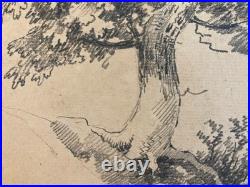 Très Belle Gravure Arbre Feuillage Feuille Delacroix Art Ancien Lithographie