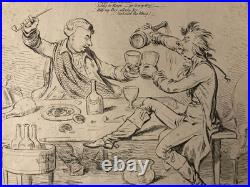 Très Belle Gravure, God Save The King, James Gillray XVIIIe 1795 Ancien Litho