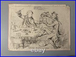 Très Belle Gravure, God Save The King, James Gillray XVIIIe 1795 Ancien Litho