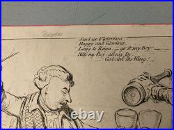 Très Belle Gravure, God Save The King, James Gillray XVIIIe 1795 Ancien Litho